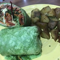 Garden wrap plus tempeh bacon and roasted potatoes  at The Grain Cafe in Redondo Beach