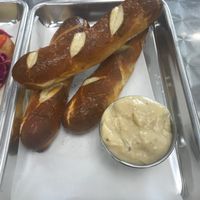 Pretzel with beer sauce ( taste like unicorn magic to me )  at HeyO Eats in Mountain View