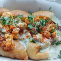 $13 Buffalo Cauliflower Sandwich: Pretty good, a bit spicy, You can tear the sandwich into bite size pieces at HeyO Eats in Mountain View