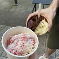veganes Spaghetti-Eis & Schoko/Kiwi/Orange   at Heisszeit in Giessen