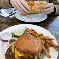 Veggie cheese steak and veggie burger at Blacksmith in Berlin