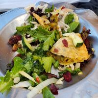Samosa with dressed greens & pickled veggies at Blacksmith in Berlin