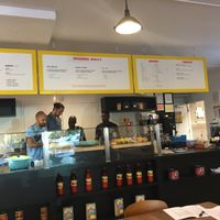 Terenga counter where you pick up your food. at Teranga in New York City