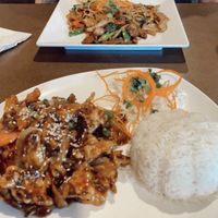 Crispy soy beef with jasmine rice!   at Best Thai Addison in Addison