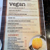 Vegan menu  at Best Thai Addison in Addison