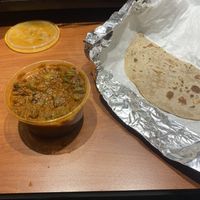 Okra and roti  at Chutney's in Pittsburgh