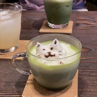 Hot matcha  at Neu Cat Cafe in Osaka