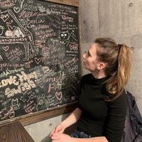 Wall art at Neu Cat Cafe in Osaka