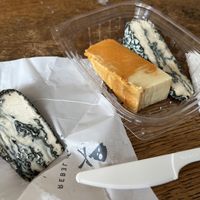 two types of “blue” with a rind and a “colby-jack"  at Rebel Cheese in New York City