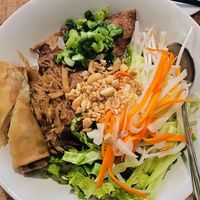 Bun #35 (Bún Bì Chả Giò Thịt Nướng) Medley of vermicelli noodles etc.  at Au Lac in Fountain Valley