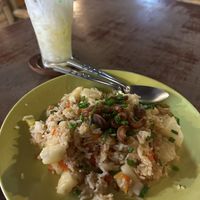 Pineapple fried rice with pineapple juice   at Nok's Kitchen in Koh Phangan