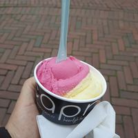 Dragon fruit flavour and pineapple flavour at IJssalon Capri in Zierikzee