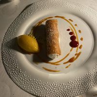 cannoli centered dessert to die for at Hotel Raphael in Rome