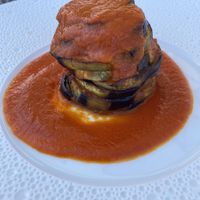 Aubergine dish made vegan 😋  at Hotel Raphael in Rome