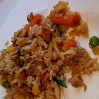 Gebratener Reis mit veganem Sojafleisch, Kokosmilch, Gemüse u. Curry at Mr. Nam  in Vienna