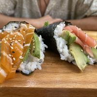 Temaki with salmon and tuna   at Vegan Chay in Munich