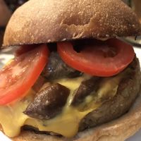 Seitan & truffle burger  at Melocotón Vegan Burger in Barcelona