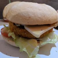 Boniato burger at Melocotón Vegan Burger in Barcelona