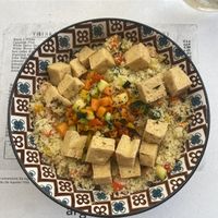 Couscous with seasonal veggies, nori seasoning and crispy tofu  at Argentino in Lugano