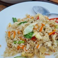 Veg fried rice and potato wedges at Chillout Cafe & Craft in Perhentian Islands