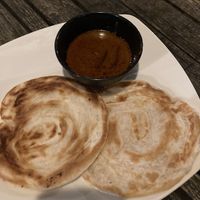 Roti canai with veggie curry. Vegan as is   at Chillout Cafe & Craft in Perhentian Islands