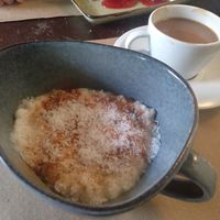 Dessert / rice pudding w/ cononut milk at Domi in Madrid