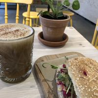 Pumpkinlatte rootbeet hummus at Bruket Kaffebar in Helsingborg