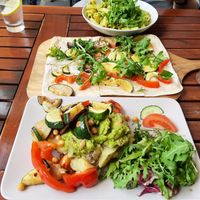 Potato dish i forgot the name of, and flammkuchen at Stadtflair in Koblenz