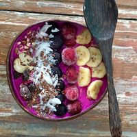 Every day fresh Smoothie bowls  at Laughing Chicken in Sanur