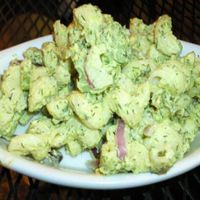 amazing pesto pasta salad at Brick Road Pizza Co in Grand Rapids