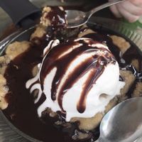 Vegan cookie skillet a la mode  at Brick Road Pizza Co in Grand Rapids