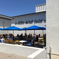 Outdoor seating area at Parakeet Cafe in Del Mar