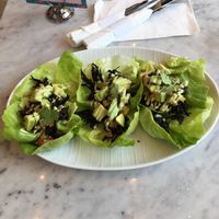 Hibiscus lettuce tacos  at Parakeet Cafe in Del Mar