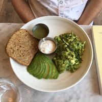 Vegetarian green eggs plate  at Parakeet Cafe in Del Mar