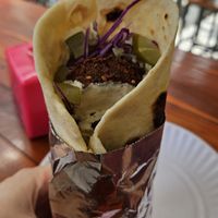 Falafel wrap with tahini and hummus   at Falafel Factory in Koh Samui