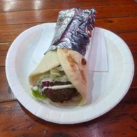 Falafel wrap with tahini sauce at Falafel Factory in Koh Samui