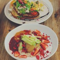 Avo smash & bircher müesli at Cote Terra in Oakleigh