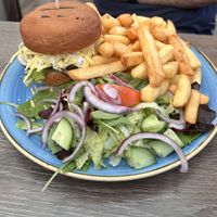 Pumpkin and spinach burger   at Arbuckle's in Downham Market