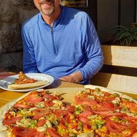 Family size vegan pizza that we loved! at  Gostilna PR LAMPI in Luce