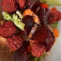Baked beets with falafels   at Gamli Baukur in Husavik
