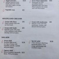 Menu at El Atrio del Mayab in Valladolid