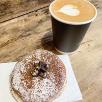 Vegan donut and coconut latte at The Hot Donut in Dublin
