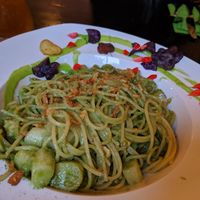 Pasta with asparagus and wild garlic pesto at Frenzen in Moenchengladbach