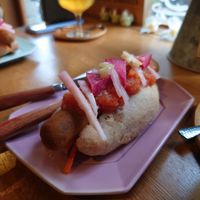 Vegan hot dog at alt. coffee roasters in Kyoto