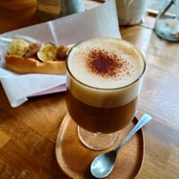 Oat milk latte at alt. coffee roasters in Kyoto