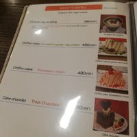 Menu of cakes at Ippuku Cafe in Kyoto