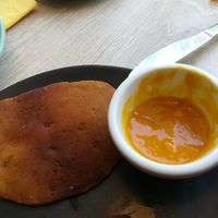 Vegan pancake with mango sauce at Budapest Baristas in Budapest