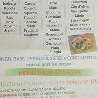 Salad menu at Il Divin Panino in Turin
