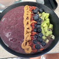 Açai bowl with Gogi, Kiwi, blueberries and peanut butter baby   at Poké Lagos in Lagos