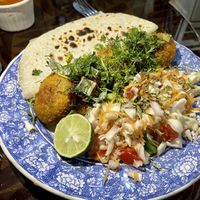 Falafel without sauce to make it vegan at Persian House in Mindo